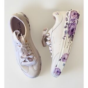 Sckechers White Print Flowers Sneakers Women's Size 11  Comfort Mashine Wash